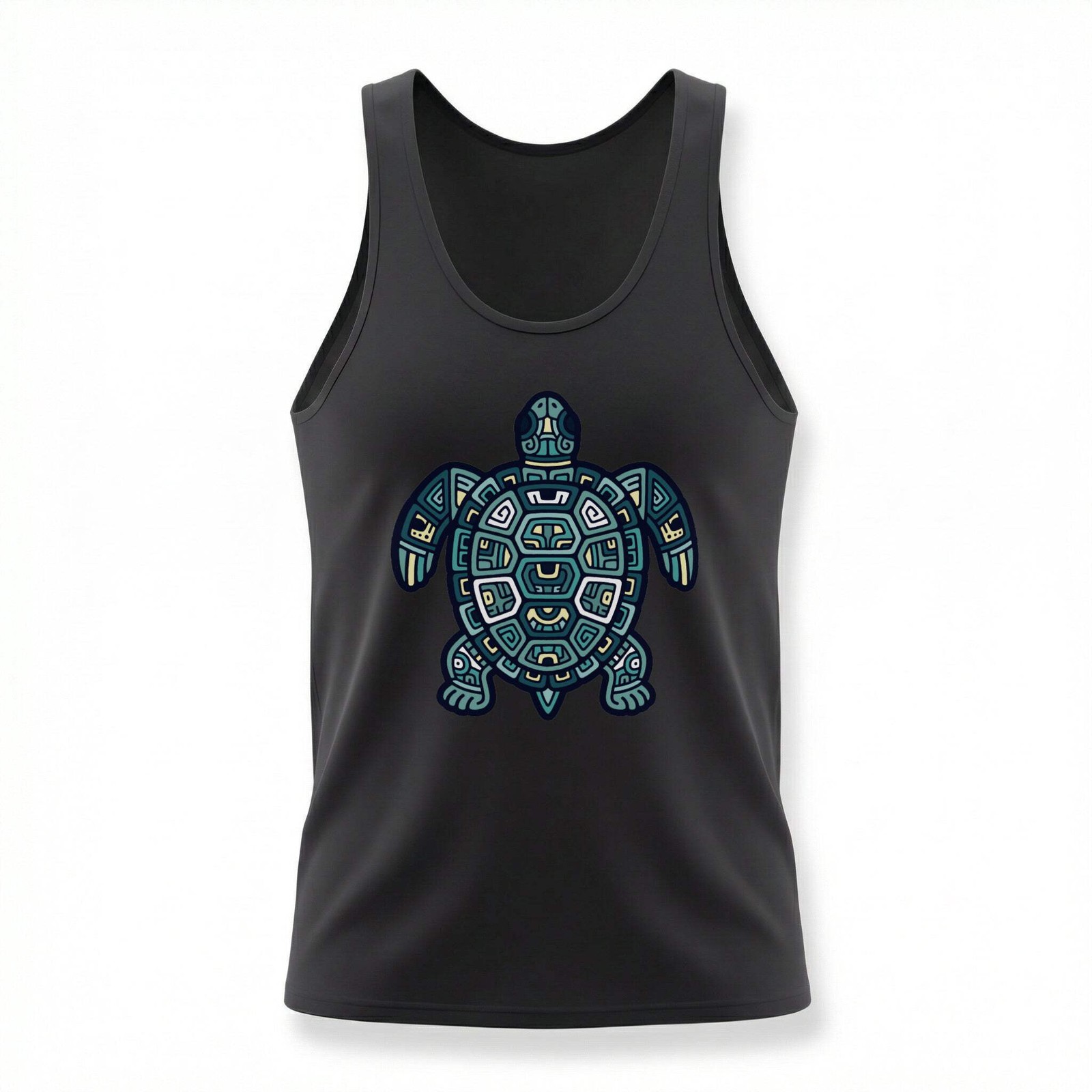 Mayan Tribal Sea Turtle Tank Top | Geometric Art Graphic Tee Turtle