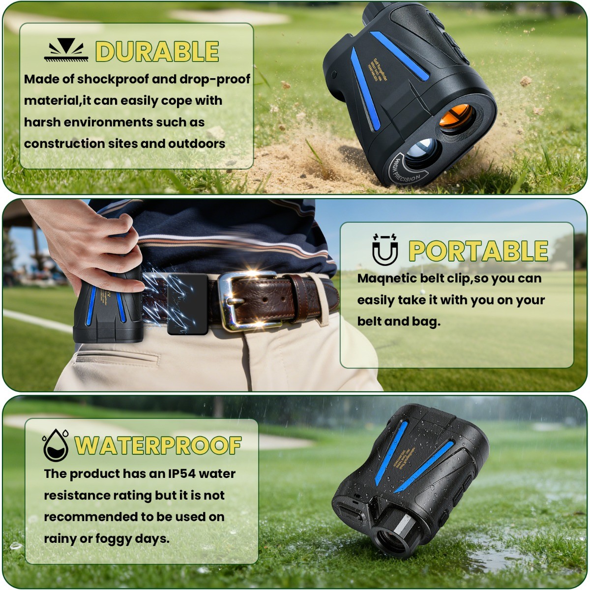 2187 Yard Golf Rangefinder, 6x Magnification, High-Precision Slope Mode Scanning