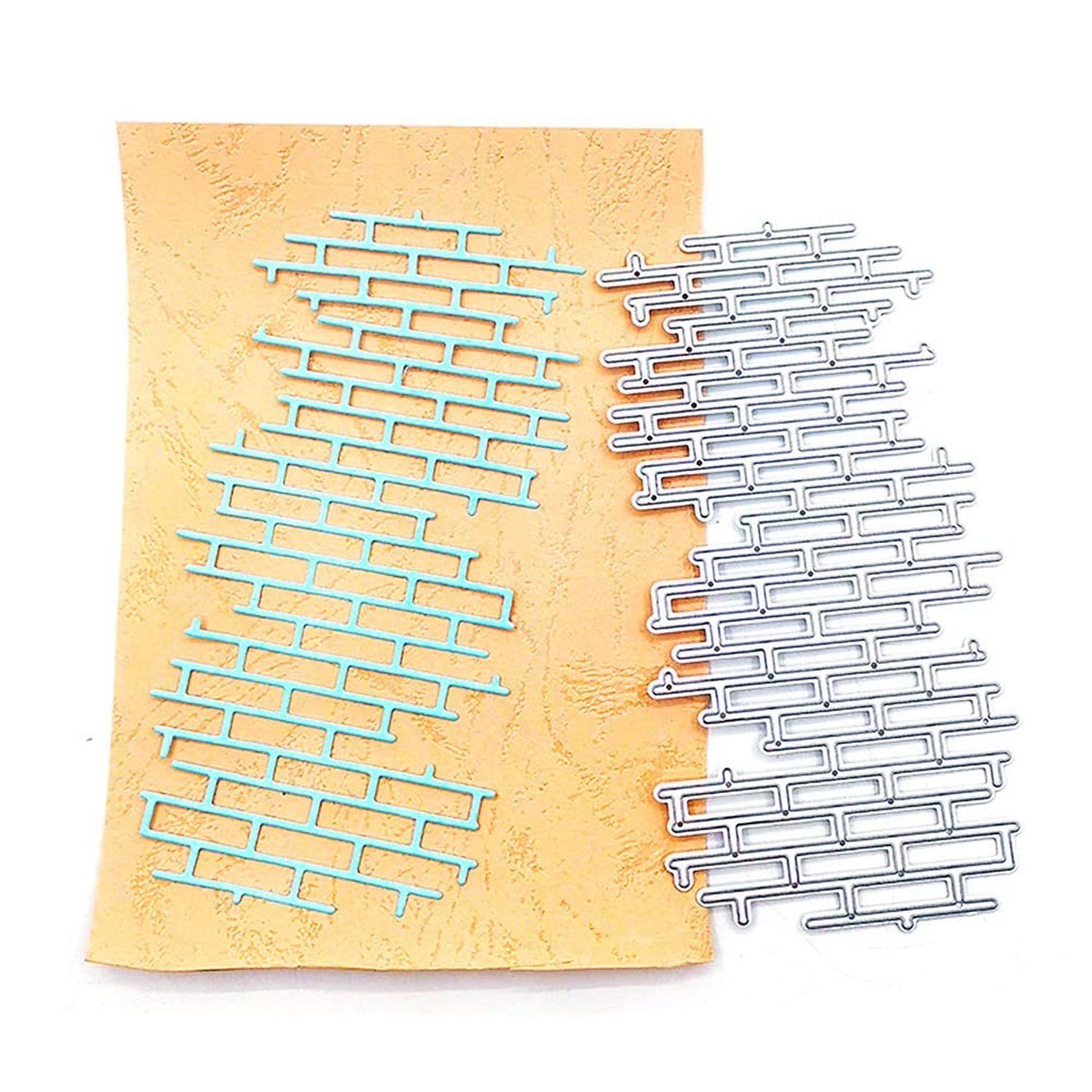 Brick Wall Cutting Dies, Irregular Net Die Cuts Metal Embossing Stencils Temp...