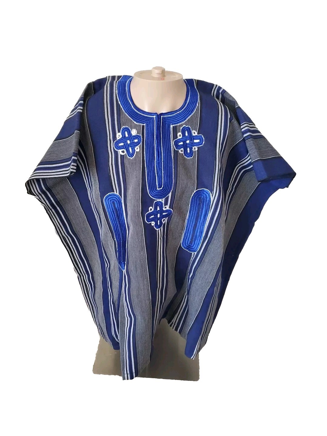 AFRICA NIGERIA ASO OKE DASHIKI 1 PIECE BLACK/BLUE/WHITE FOR MEN, YOUTHS, BOYS.