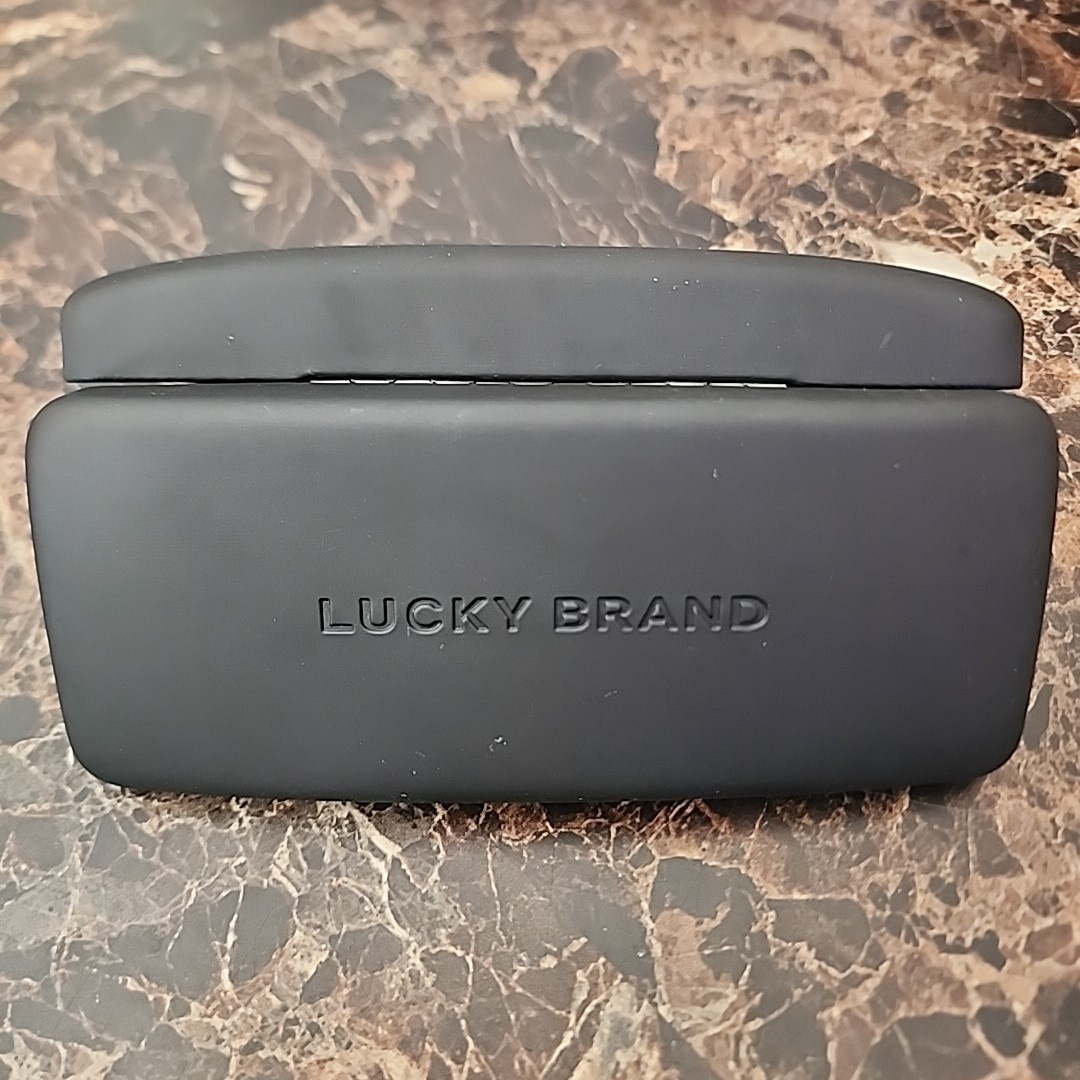 Lucky Brand Hardshell Glasses Case Black Clamshell Lined Storage  New