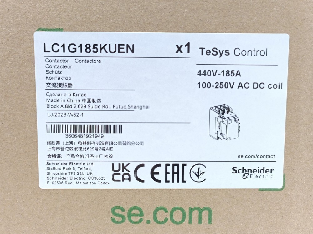 Schneider Electric LC1G185KUEN 100-250V 185A 3P TeSys Contactor/b