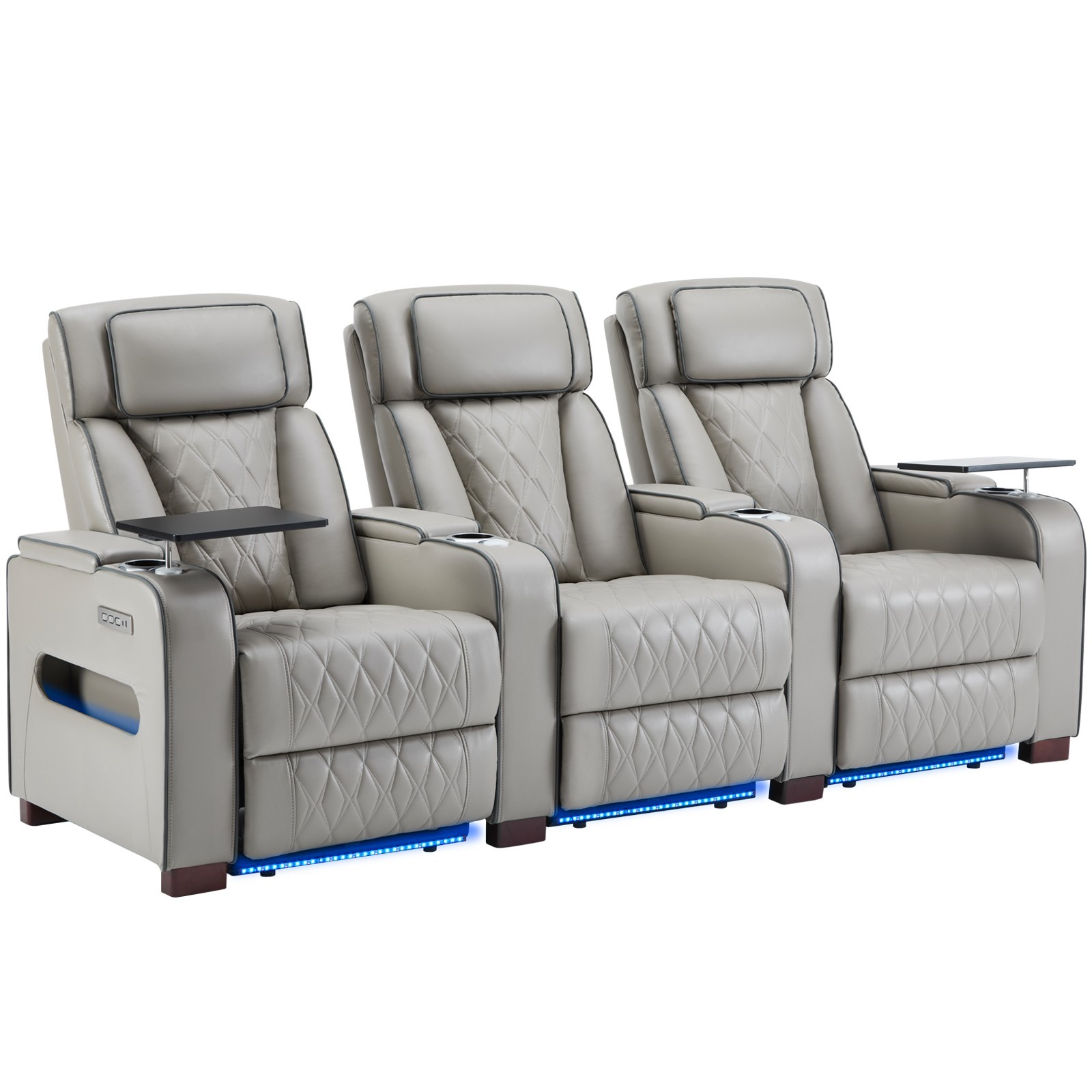 Home Theater Seating Power Recline Sofa With Powered Headrests, Table