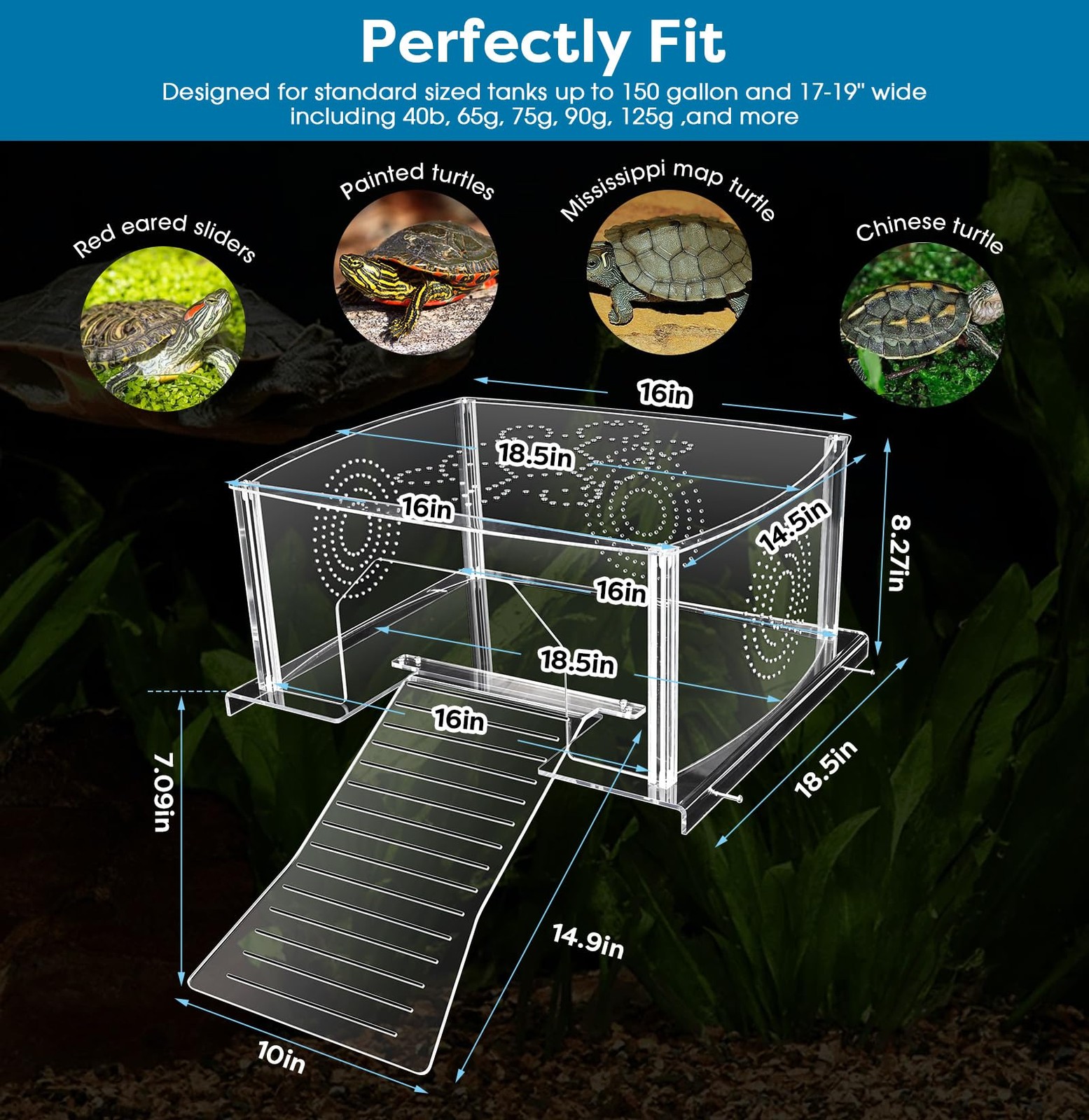Extra Large Turtle Topper Basking Platform for Aquatic Turtles 40B/75G, Above
