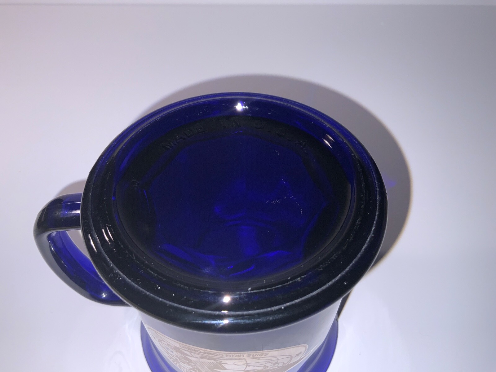 TRW SPACE BASED INFRARED SYSTEM MUG. SBIRS HIGH COMPONENT MUG BLUE GLASS