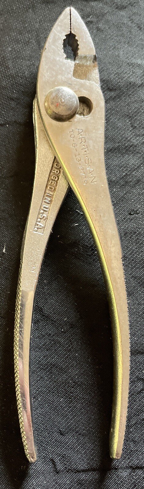 ARTISAN TOOLS 6" Slip Joint Pliers TO-8-13-2719 Made in USA Very Clean FREE S&H
