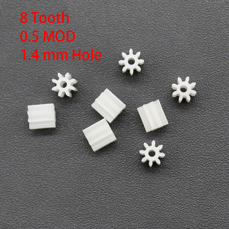 8 Tooth Plastic Spindle Gears for 1.5mm Motor Shaft 0.5 MOD Toy Car Transmission