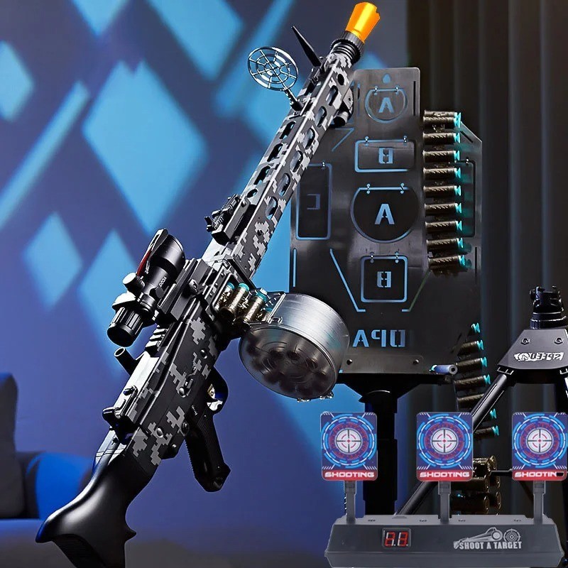 Electric MG34 Machine Gun Toy - Belt Fed Soft Bullet Blaster with Tripod