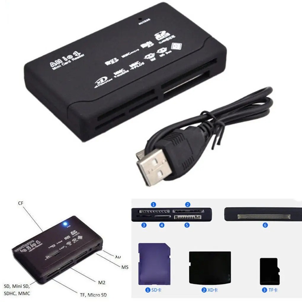 All in One 1 Memory Card Reader USB Adapter SD SDHC Mini Micro M2 MMC XD CF MS