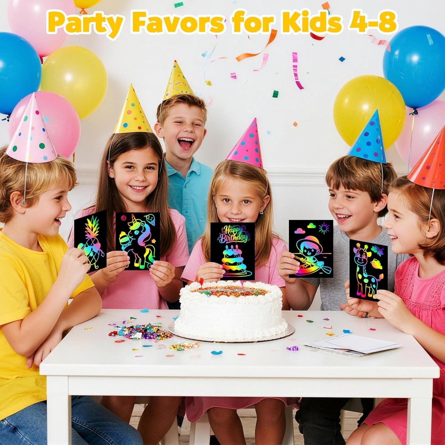 Creative Rainbow Scratch Art Set - 50 Scratch Papers with Stencils for Ages 3-12
