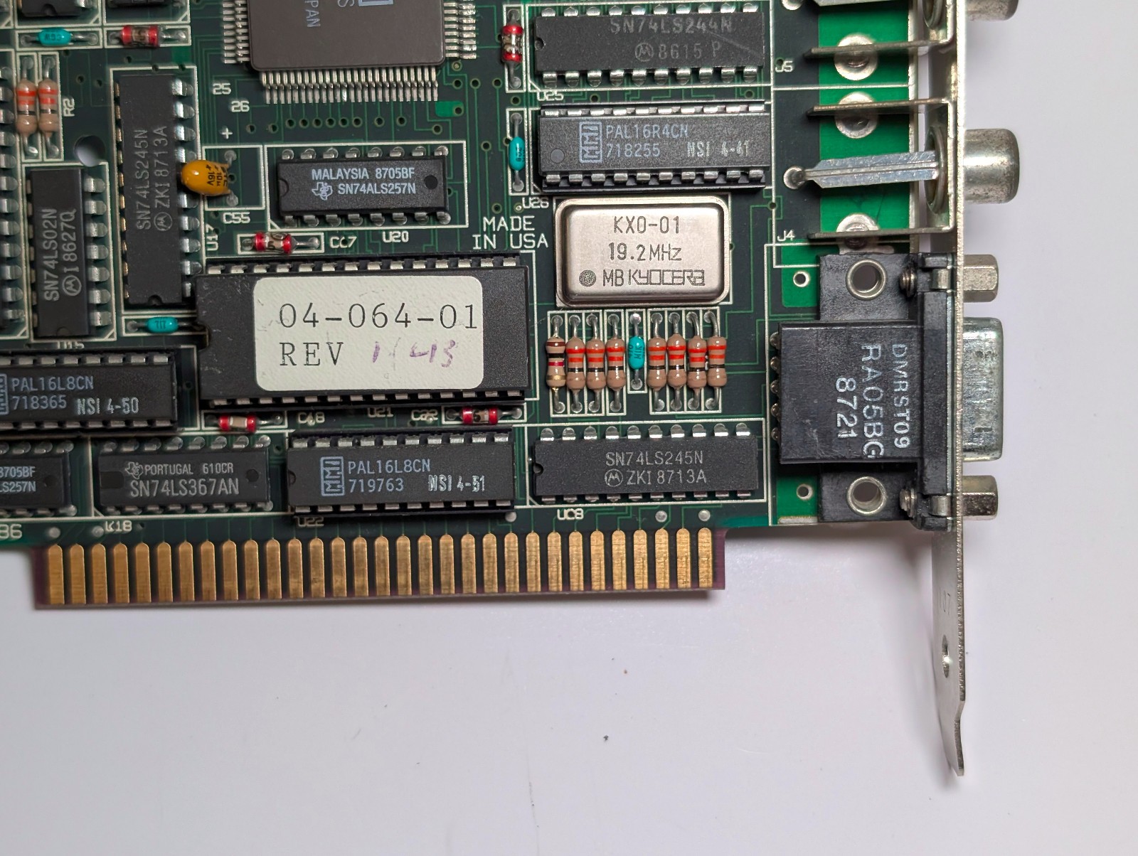 NSI Logic EVC-315S EGA card; 256 KB; ISA 8-bit; untested