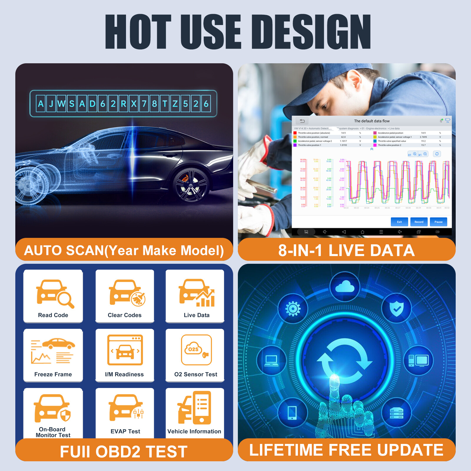XTOOL IP616 Auto Scan Full System Diagnostic Tool OBD2 Scanner CANFD Key Coding