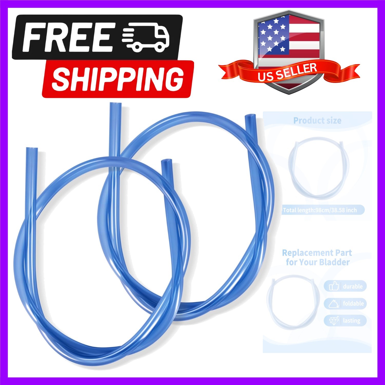 Versatile 2-Pack Replacement Hydration Bladder Hoses, 1/4" Inner Diameter Tubing