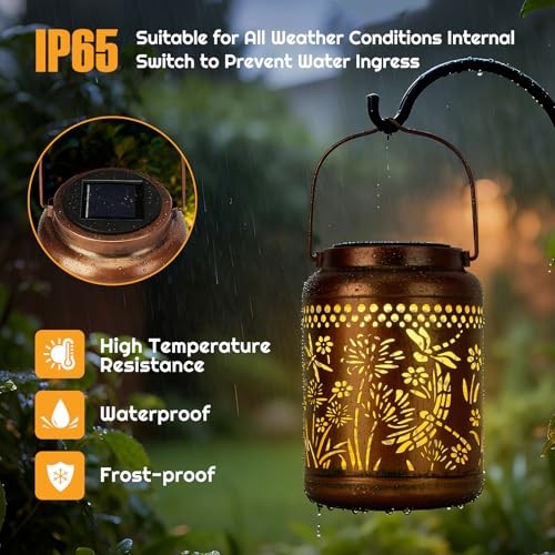 Solar Lanterns Outdoor Waterproof - Garden Decor Hanging Solar Dragonfly