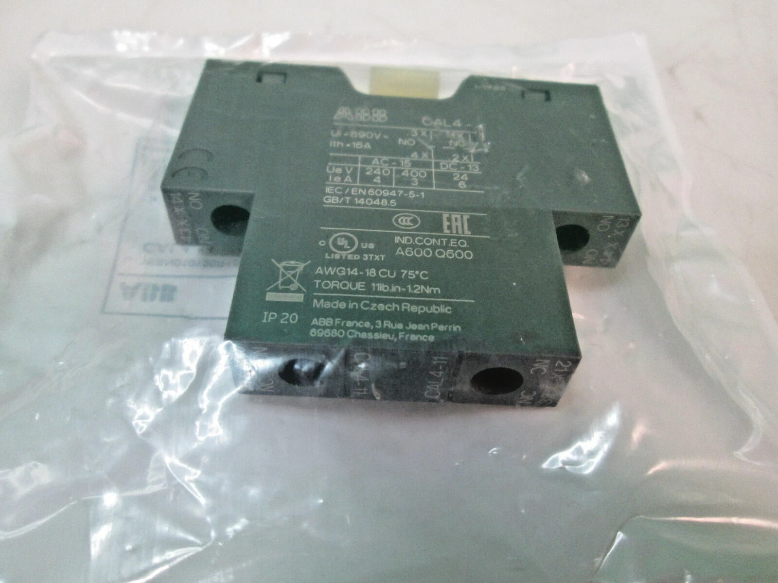 ABB CAL4-11 Auxiliary Contact Block 1SBN010120R1011 NEW SEALED -US SELLER