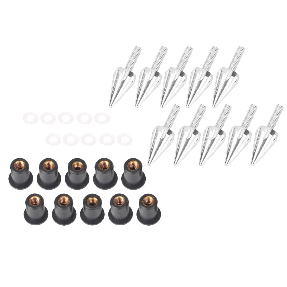 For Yamaha For  Honda 10xWindscreen Windshield Spike Bolts Silver US