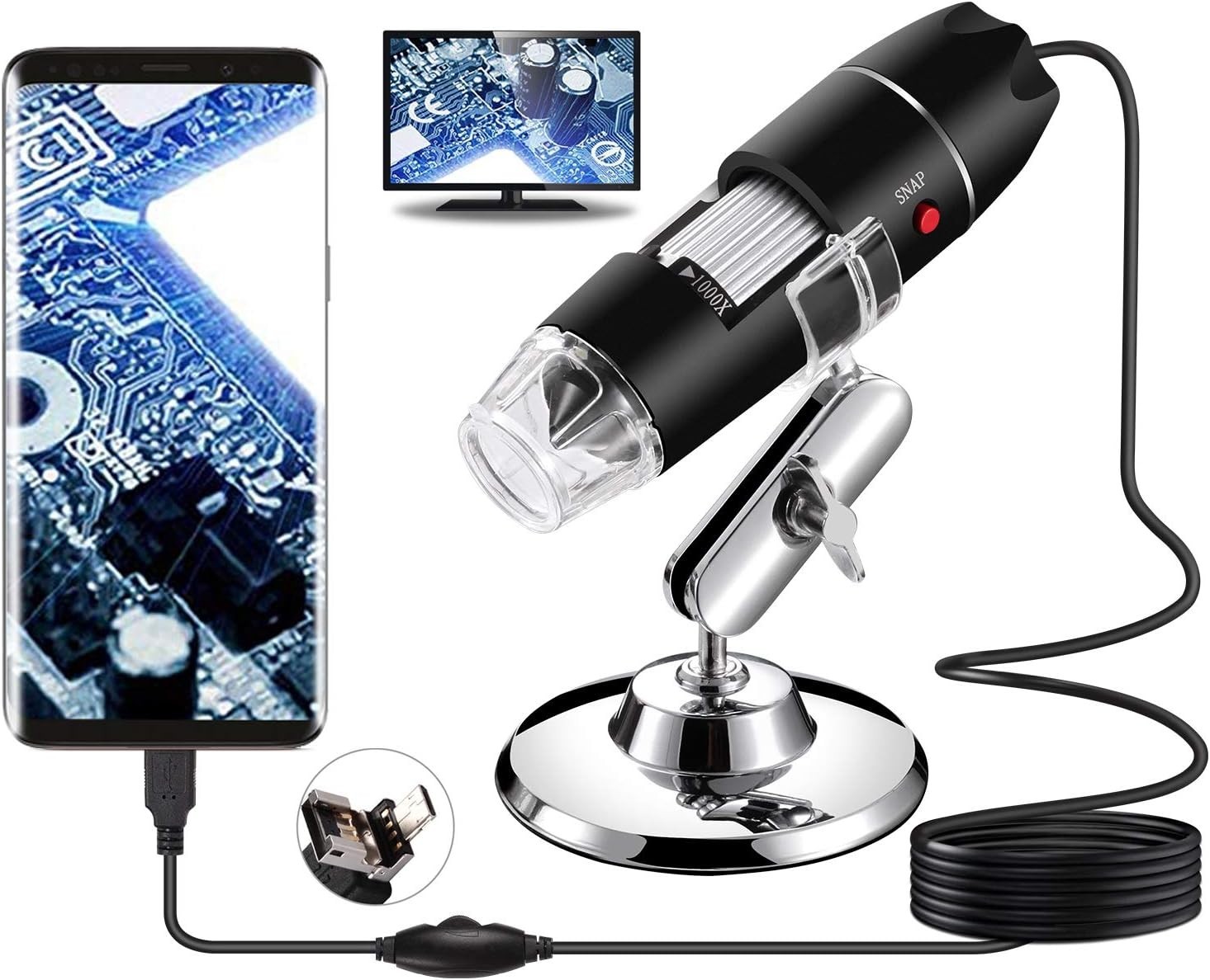 Advanced USB Microscope with 8 LED Lights and Wide Compatibility for Users