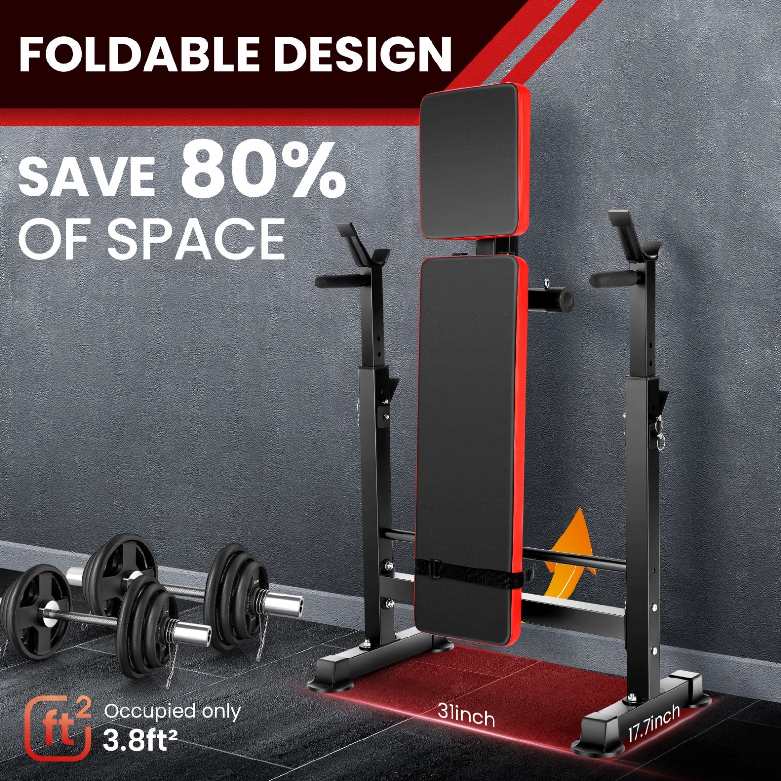600lbs/900lbs Weight Bench Set with Squat Rack Adjustable Foldable Workout Bench