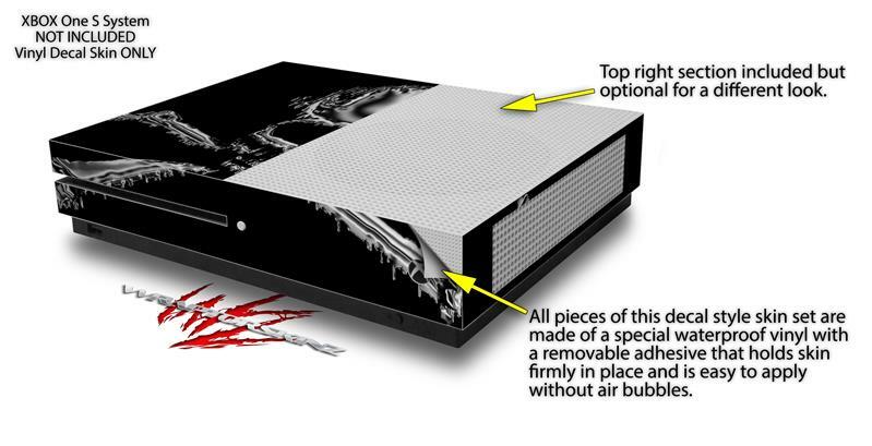 Skin XBOX One S Console Controller Chrome Skull on Black
