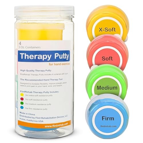 FlintRehab Premium Quality Therapy Putty (4 Pack, 3-oz Each) for Hand Exercise