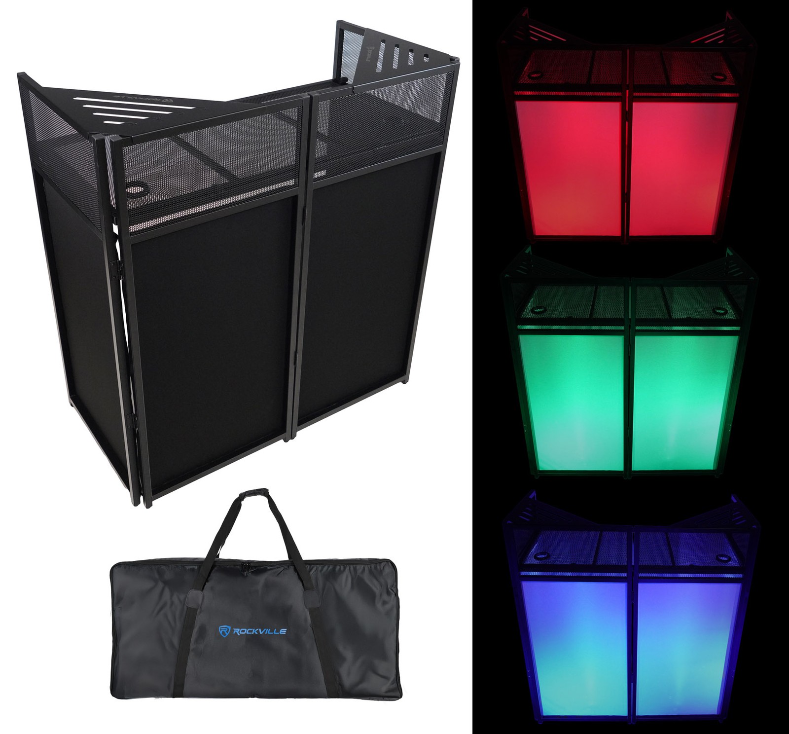 Rockville ROCKBOOTH DJ Event Booth Facade w/Built in Table+Travel Bag+Scrims