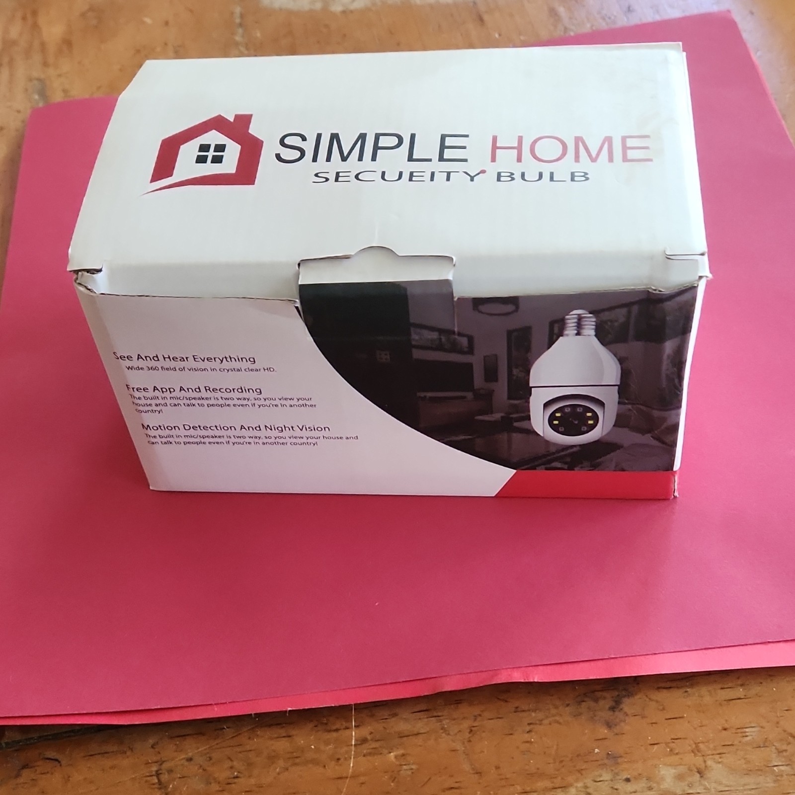 Simple Home Security Bulb Wireless HD 360° Night Vision Motion Detection