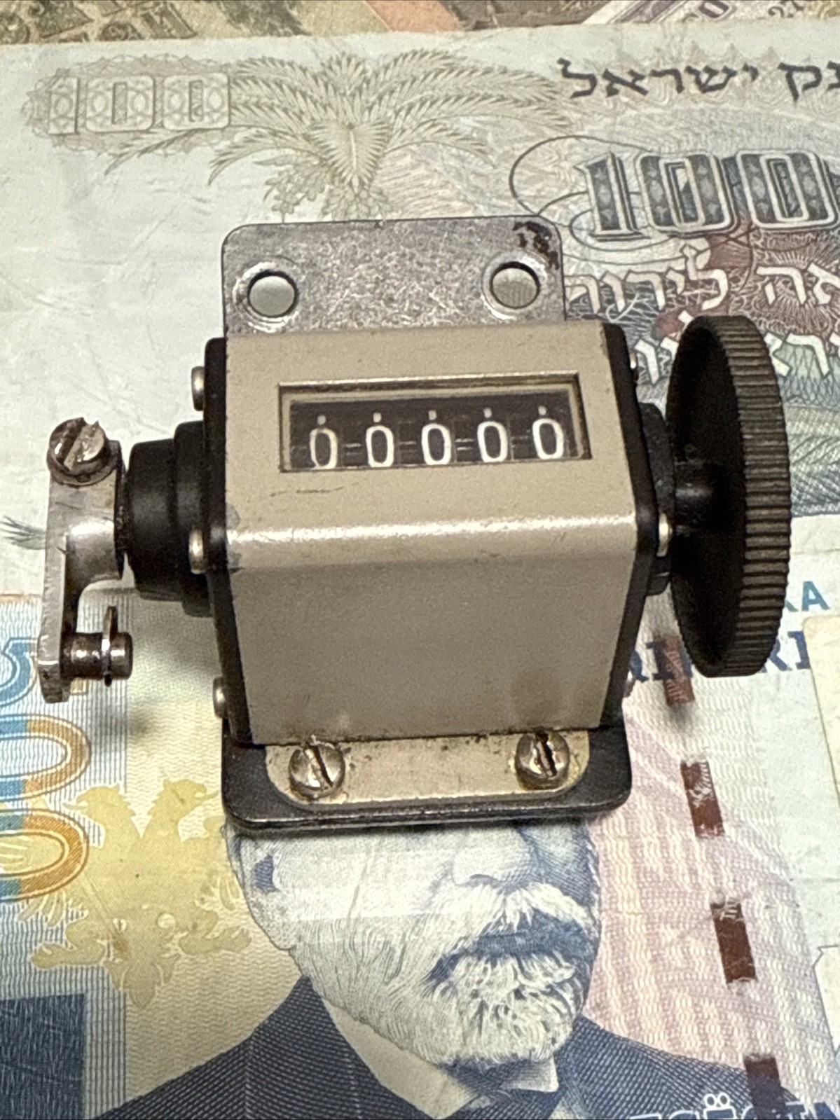 Vtg Veeder Root 5-Digit Mechanical Counter with Lever Arm & Dial Reset WORKS