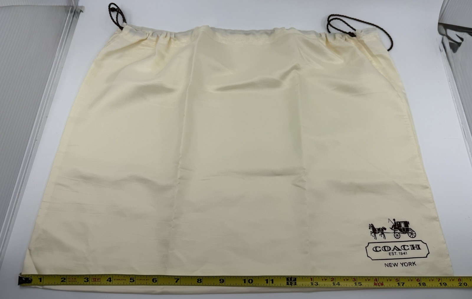 Coach Drawstring Cream Satin Dust Bag Purse