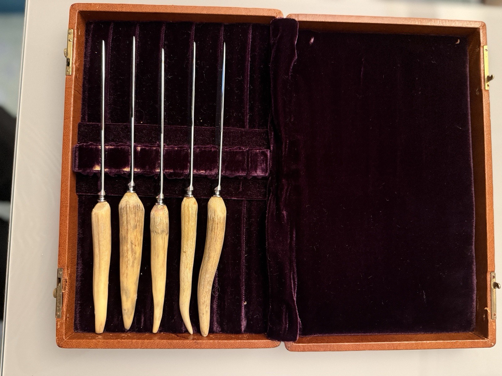 Vintage Deer Antler Steak Knive Set (5)