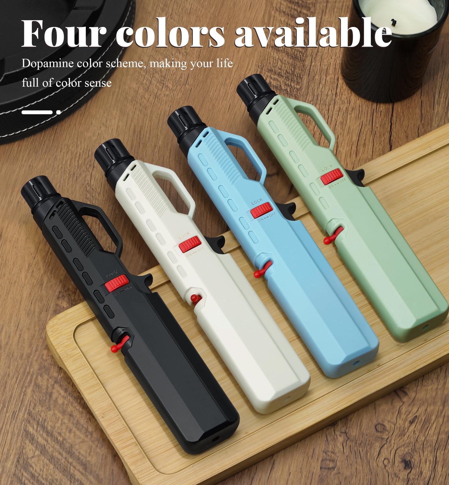4 Pack of Torch Lighter, Windproof & Adjustable Jet Flame, with Visible Windo...