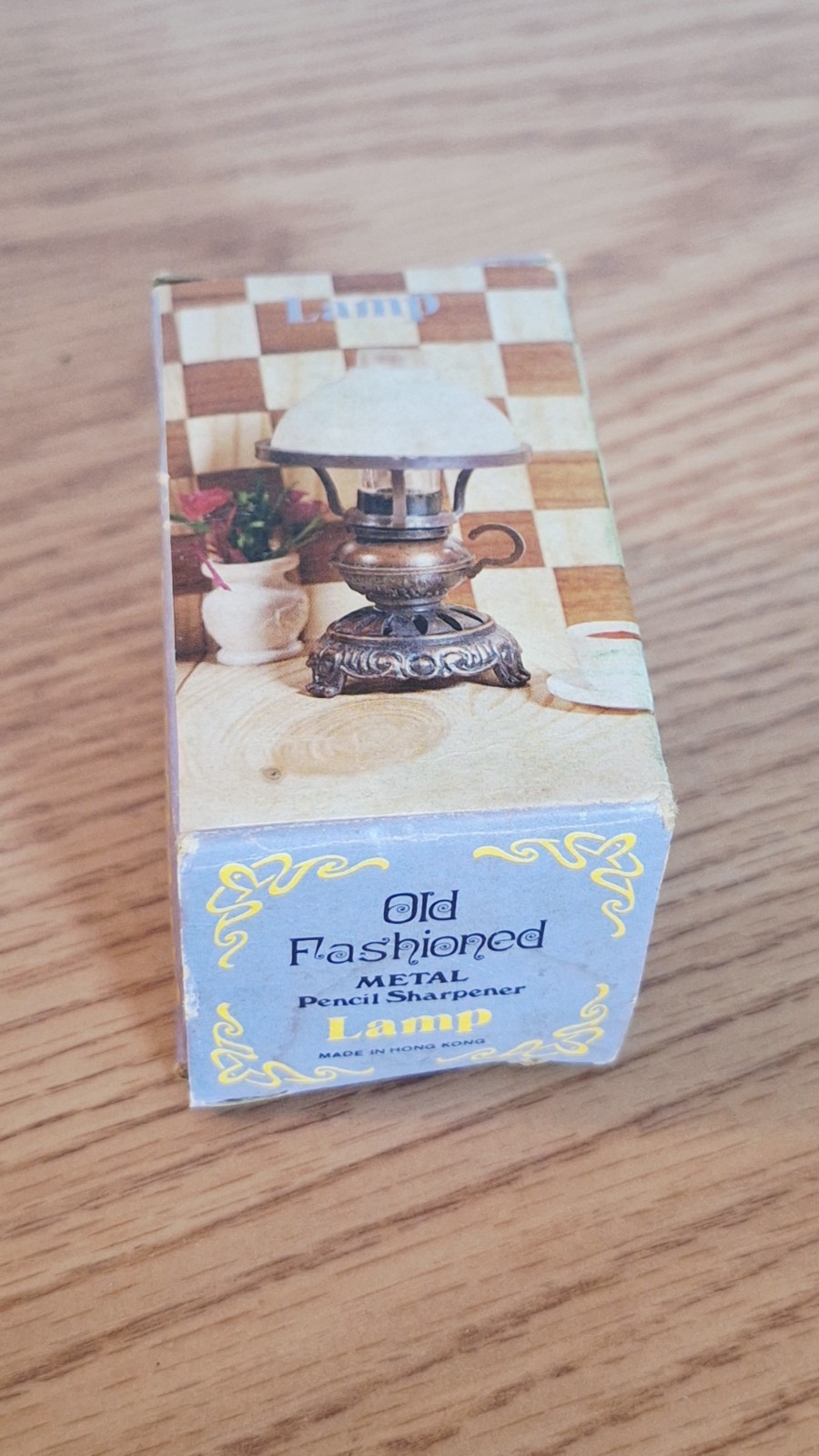 Vintage Die Cast Metal Miniature Oil Lamp Pencil Sharpener Hong Kong NIB
