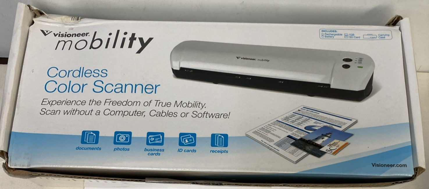 Visioneer Mobility Mobile Color Cordless Scanner Battery Powered New
