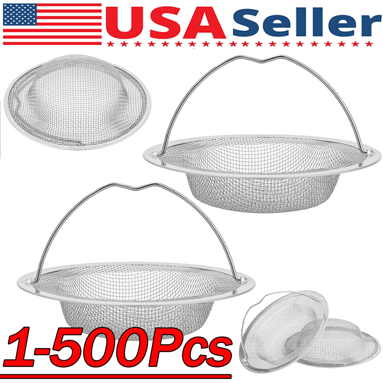 Kitchen Sink Strainer Large Wide Rim 4.5" Stainless Steel Mesh Drain Filter