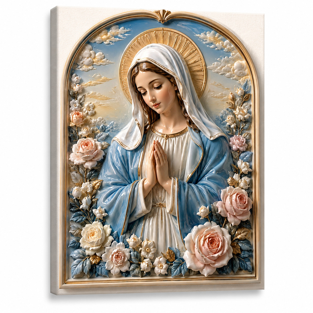 Virgin Mary Canvas Wall Art Catholic Christian Religious Prayer Room Decor frame