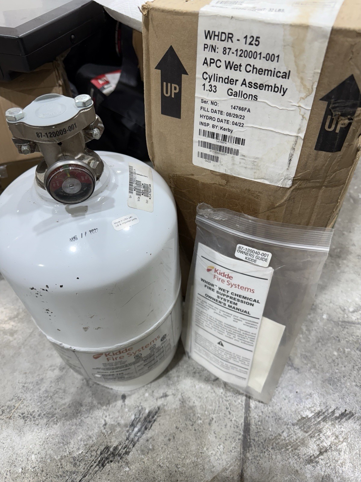 Kidde Fire Extinguisher WHDR-125 APC Wet Chemical Cylinder Assy 1.33 Gal NEW NOS