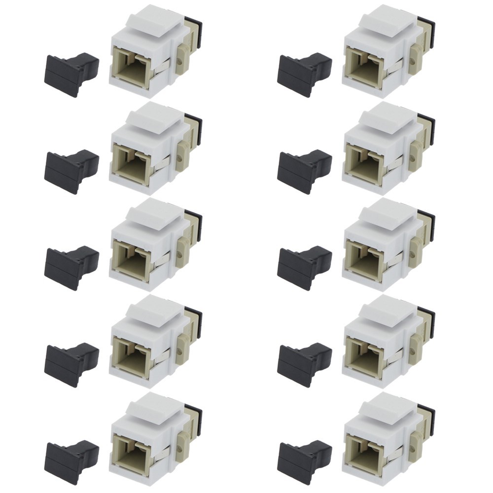 10 Pcs SC UPC Fiber Optic Simplex Multi Mode Keystone Jack Coupler Snap In Ivory