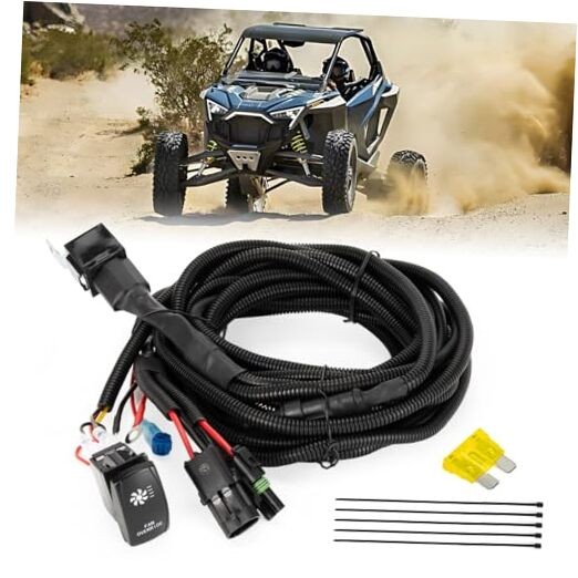 UTV ATV Fan Override Switch Kit with Relay Engine Fan Rocker Switch Wiring