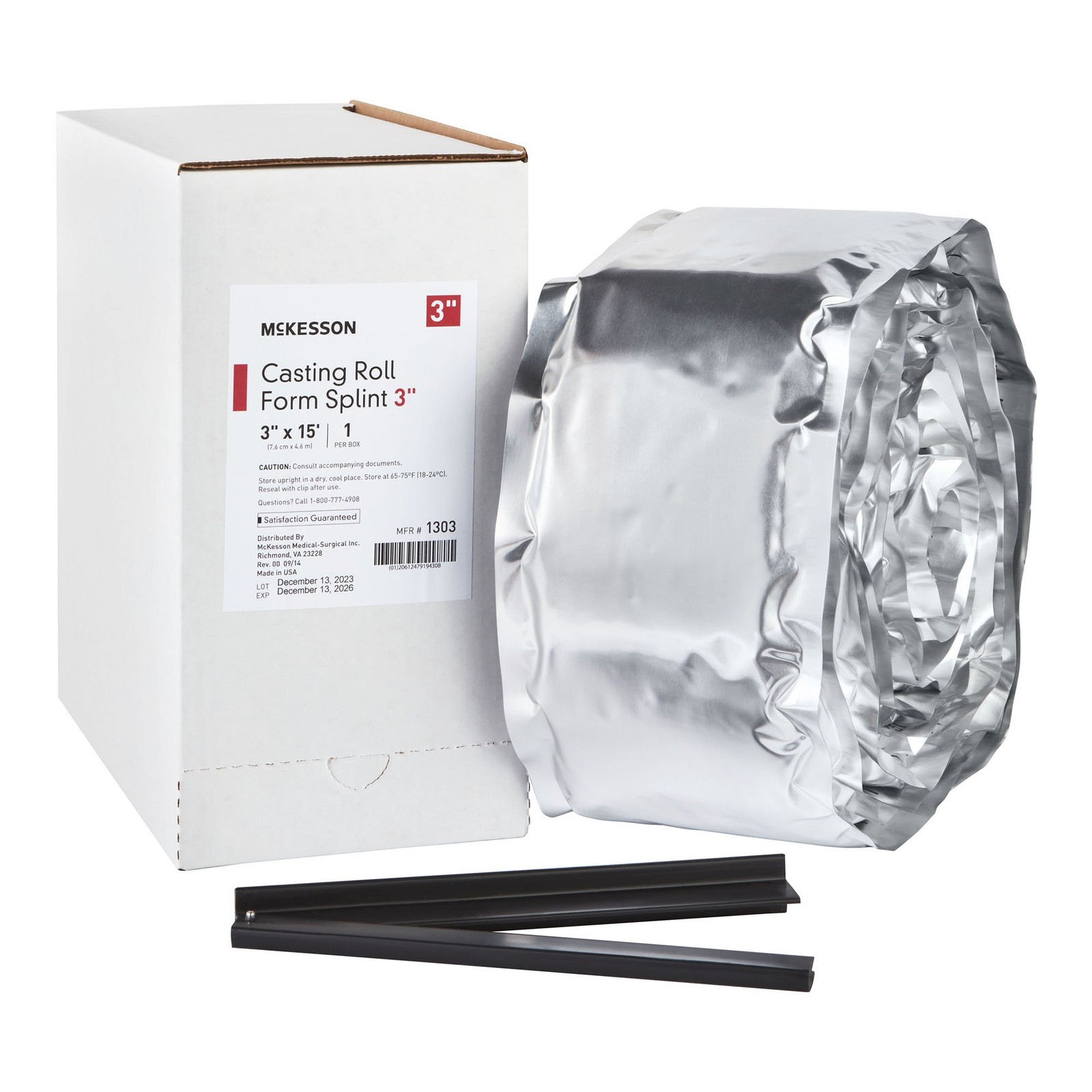 McKesson Padded Splint Roll 3" x 15' Fiberglass White 1303 1 Ct