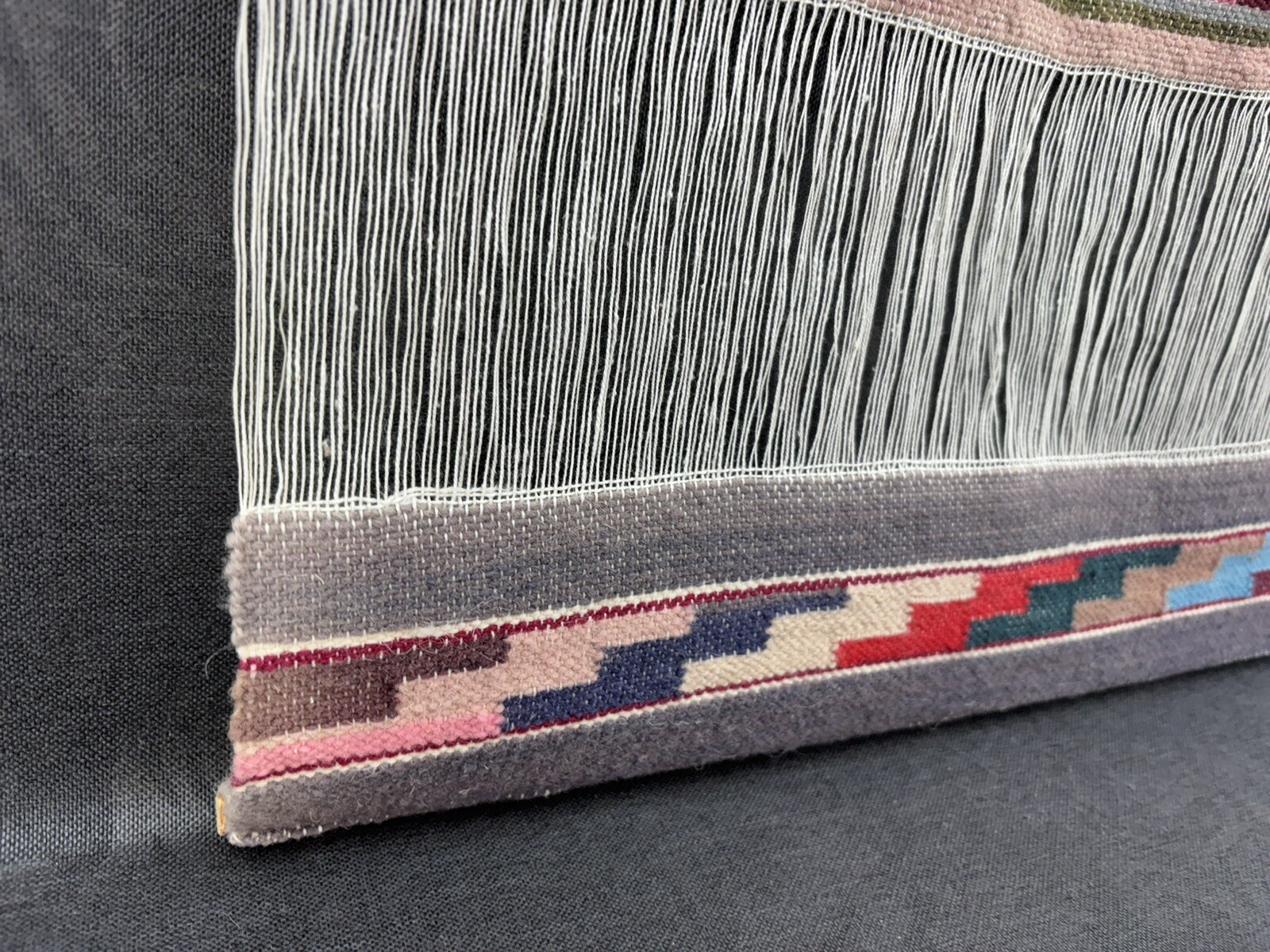 Vintage Woven Wool Weaving South American Wall Hanging Lama 35" Ecuador Peru
