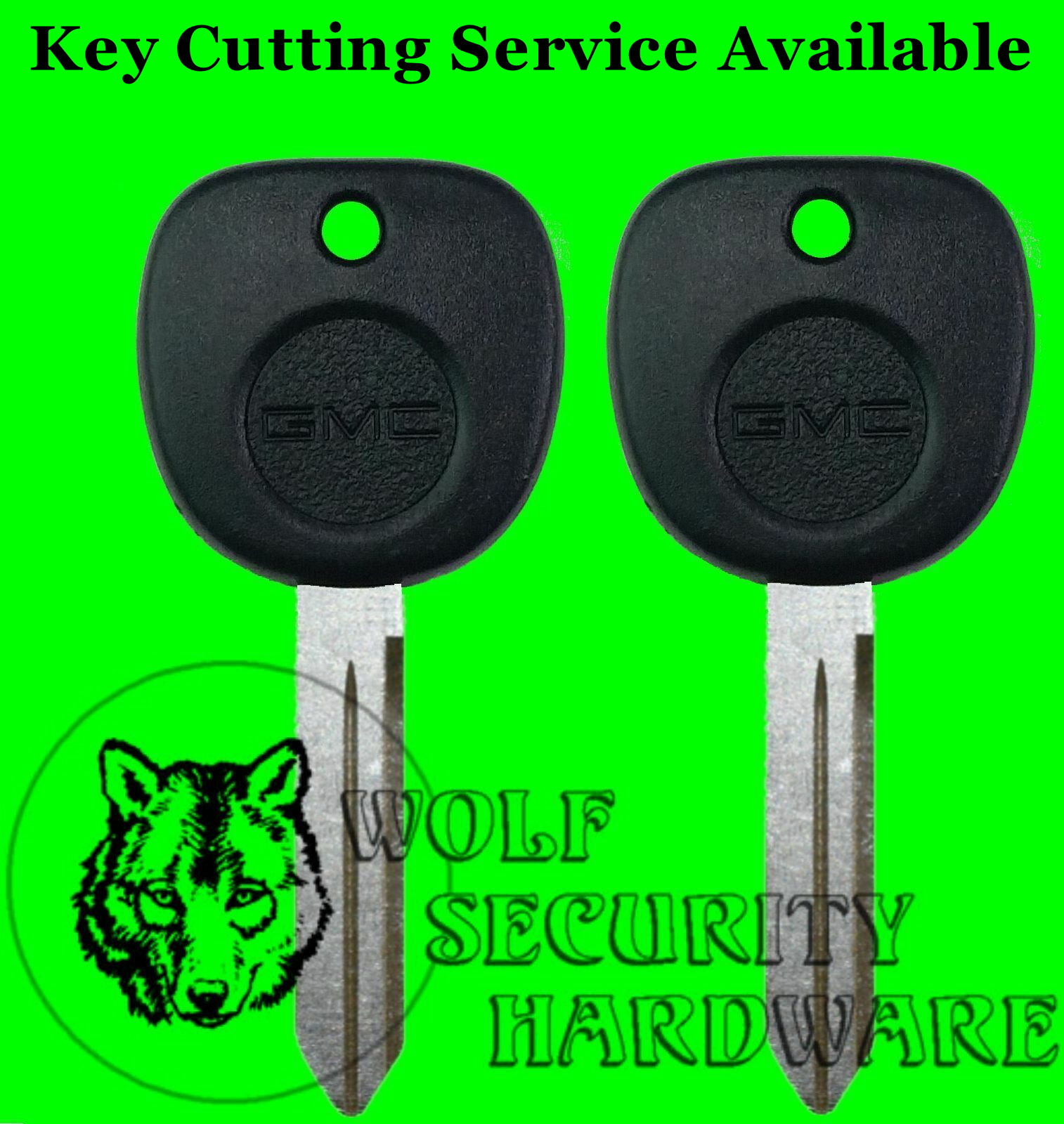 Lot of Two (2) GMC Logo Uncut Key Blank Black Plastic Head *We Can Cut*