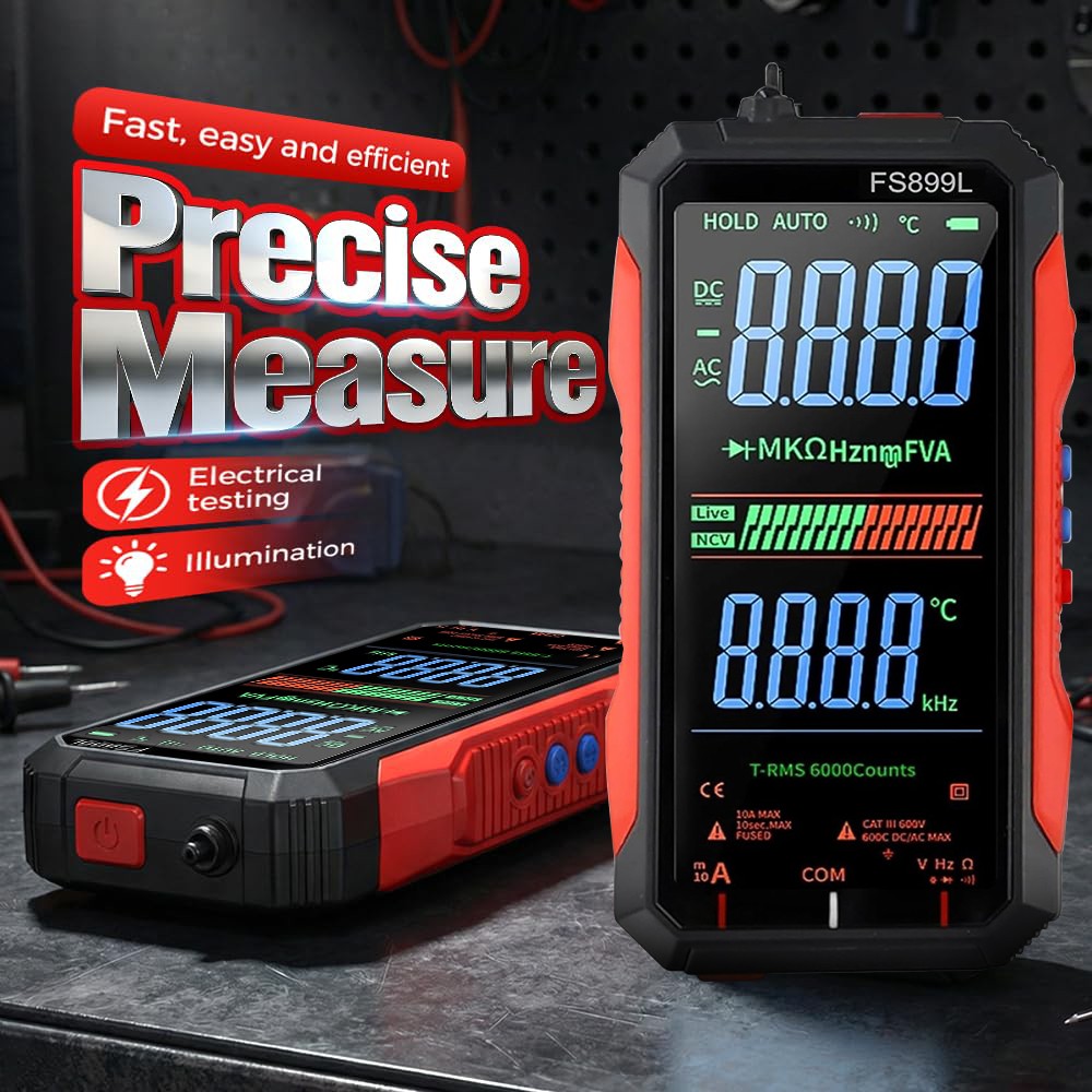 TRMS 6000 Counts Digital Multimeter Tester Auto-Ranging Voltmeter Colour Display
