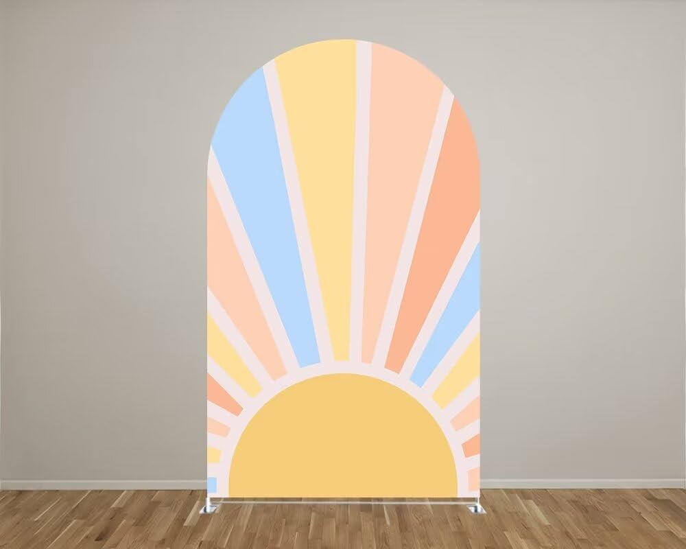 Konpon Sun Pattern Arch Covers Stretchy Backdrop For Groovy Party Rainbow Arch