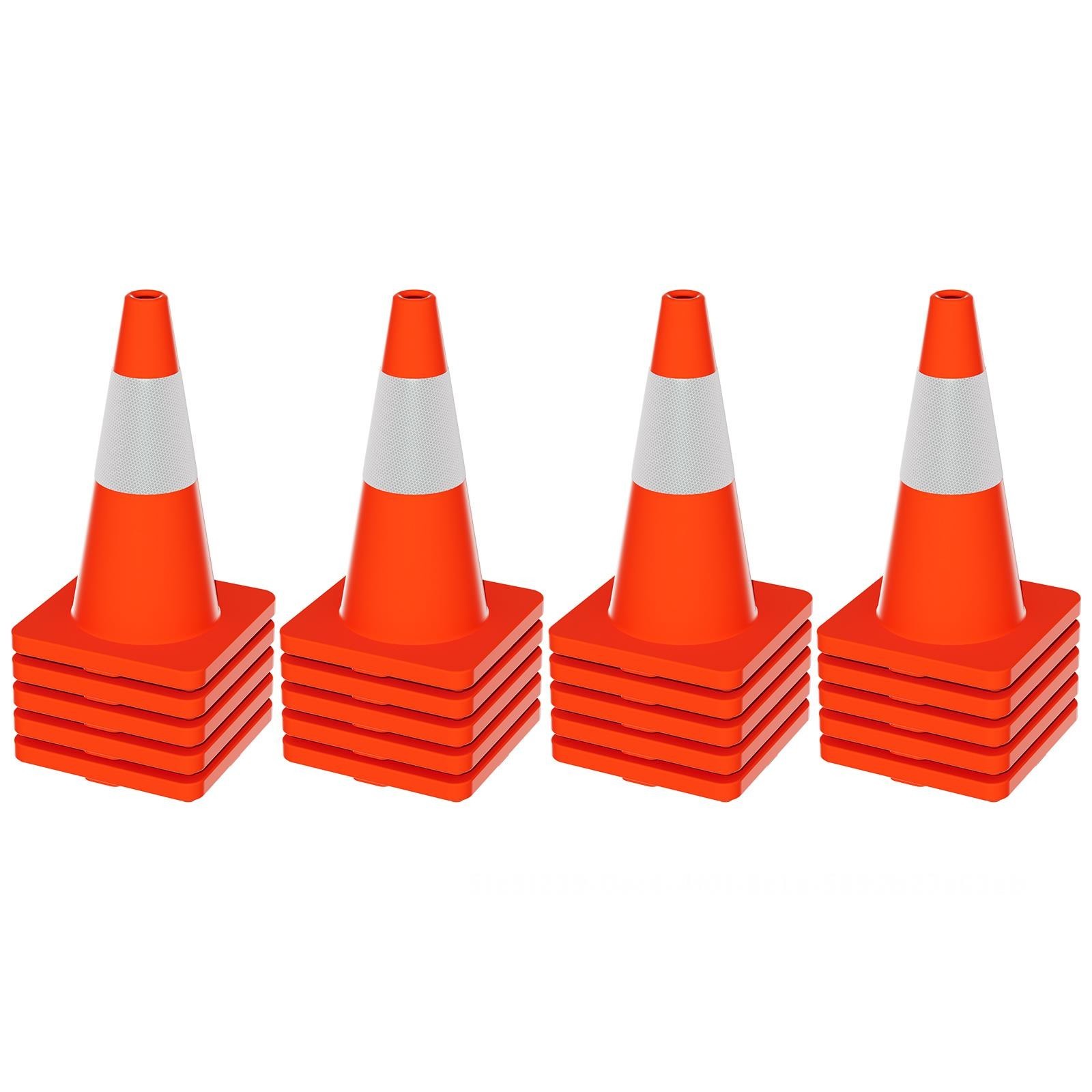 18" 20Pcs Traffic Cones w/ Reflective Collars Hazard Construction Cones