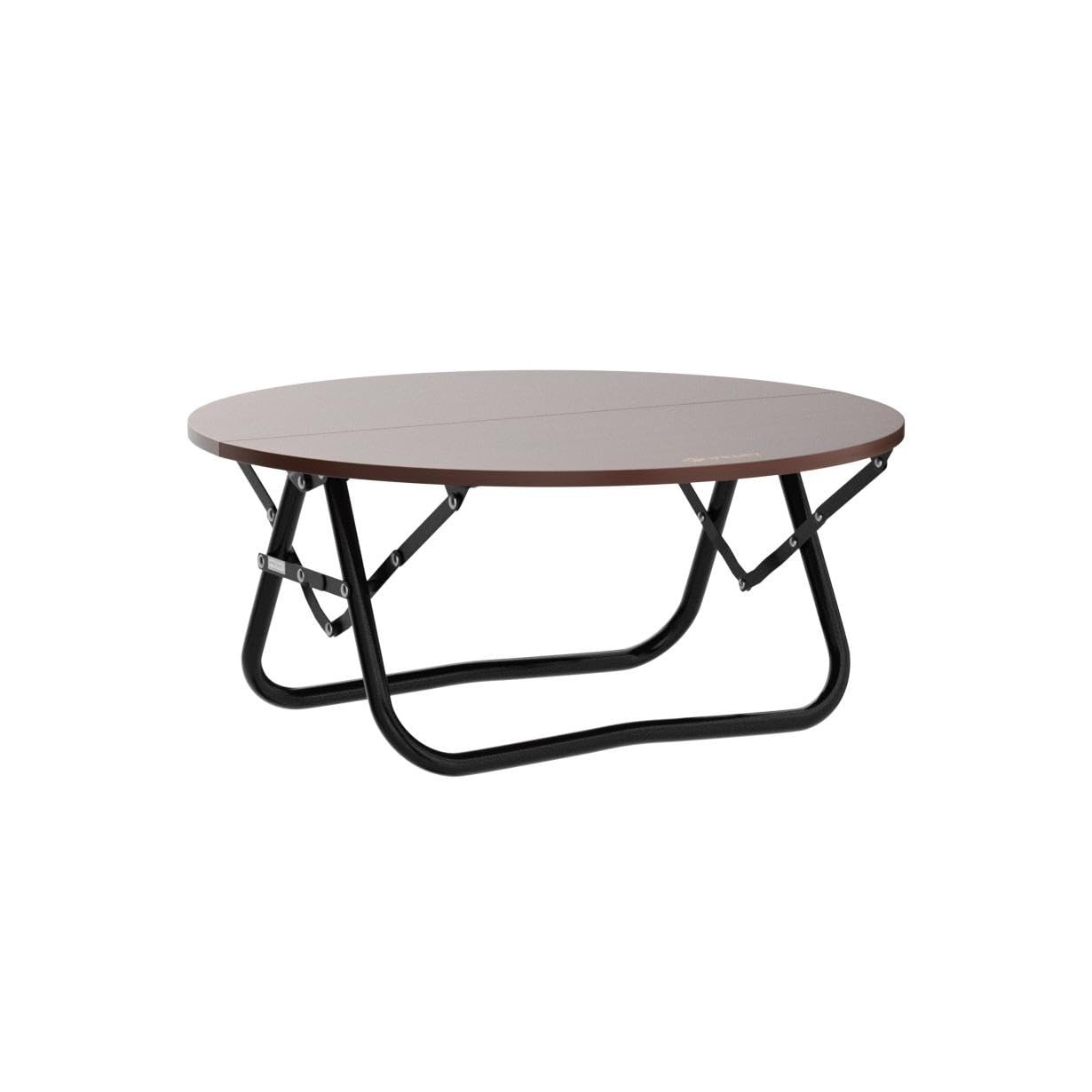 Bamboo Round Folding Table, Camping Half-fold Portable Table with Carrying Ba...