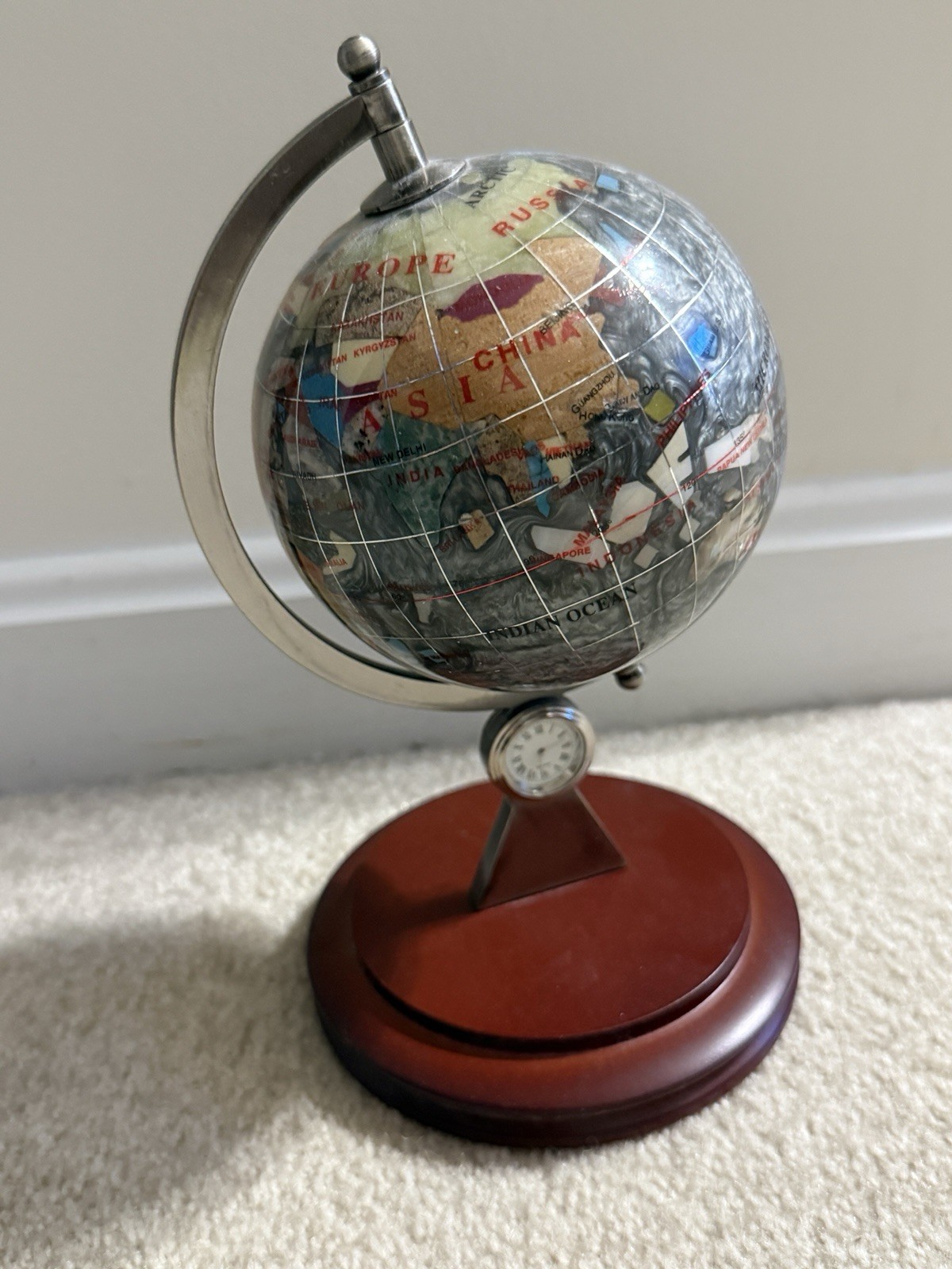 Small Grey Desk Globe