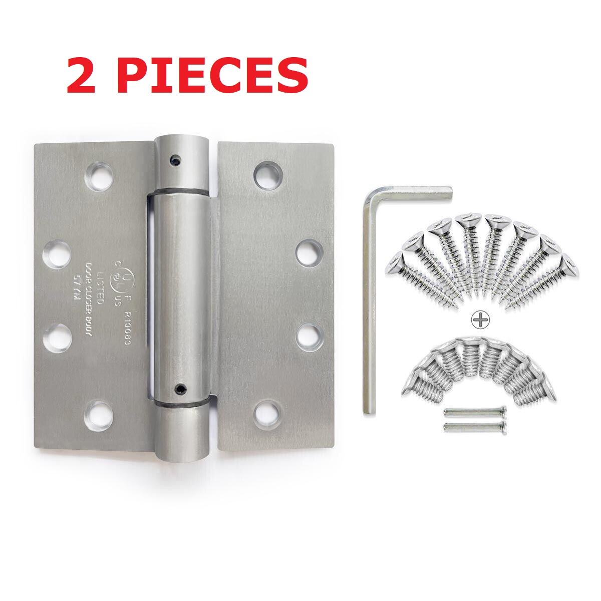 Grip Tight Tools SHIG45-S 4 1/2" x 4 1/2" Spring Loaded Hinges Commercial Chrome