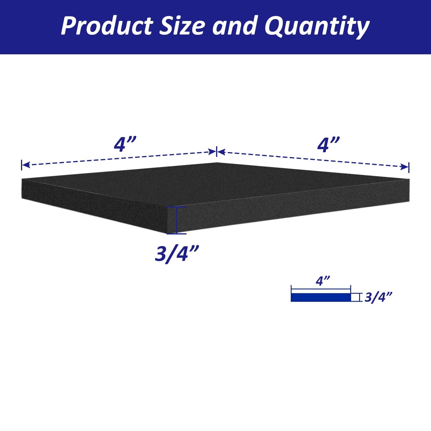 Foam Padding Sheets with Adhesive Backing - 3/4" Thick Self 4In*4In*3/4In