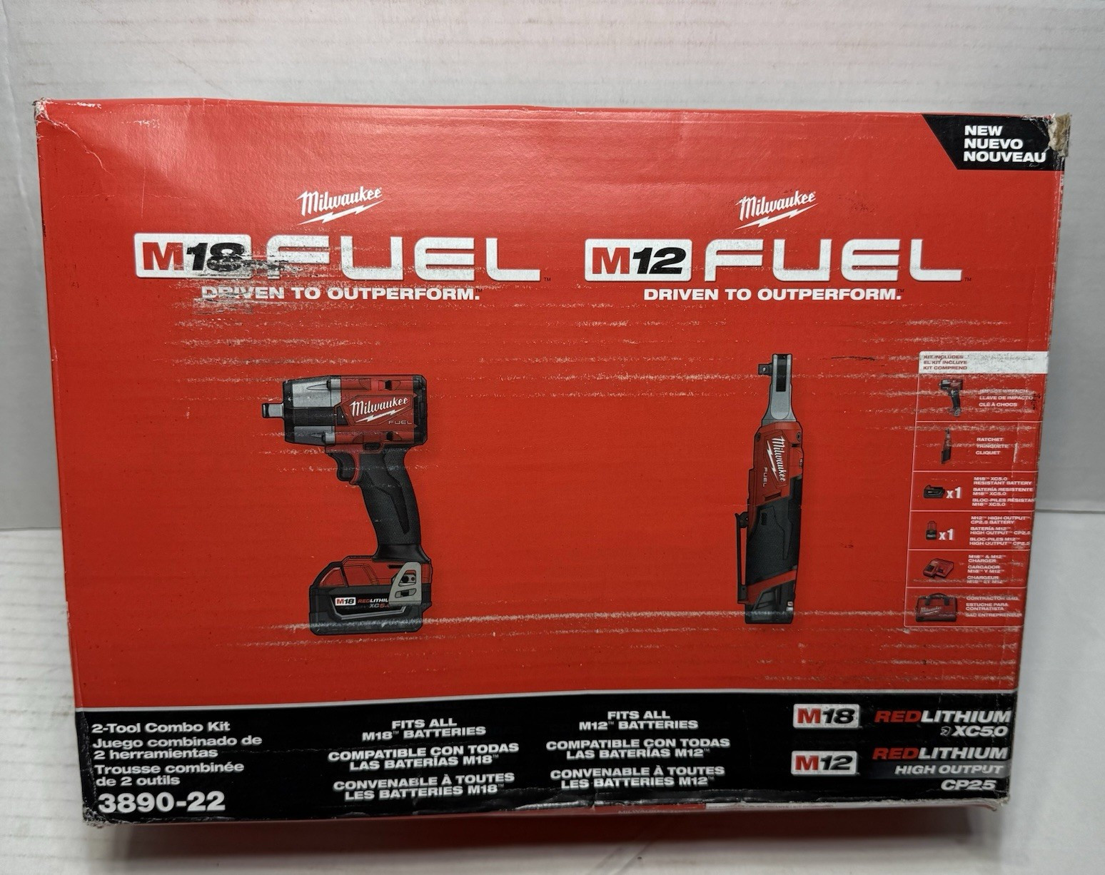 Milwaukee M18/M12 FUEL 3890-22 2-Tool Combo Kit Brushless w 2 Li-Ion Batteries