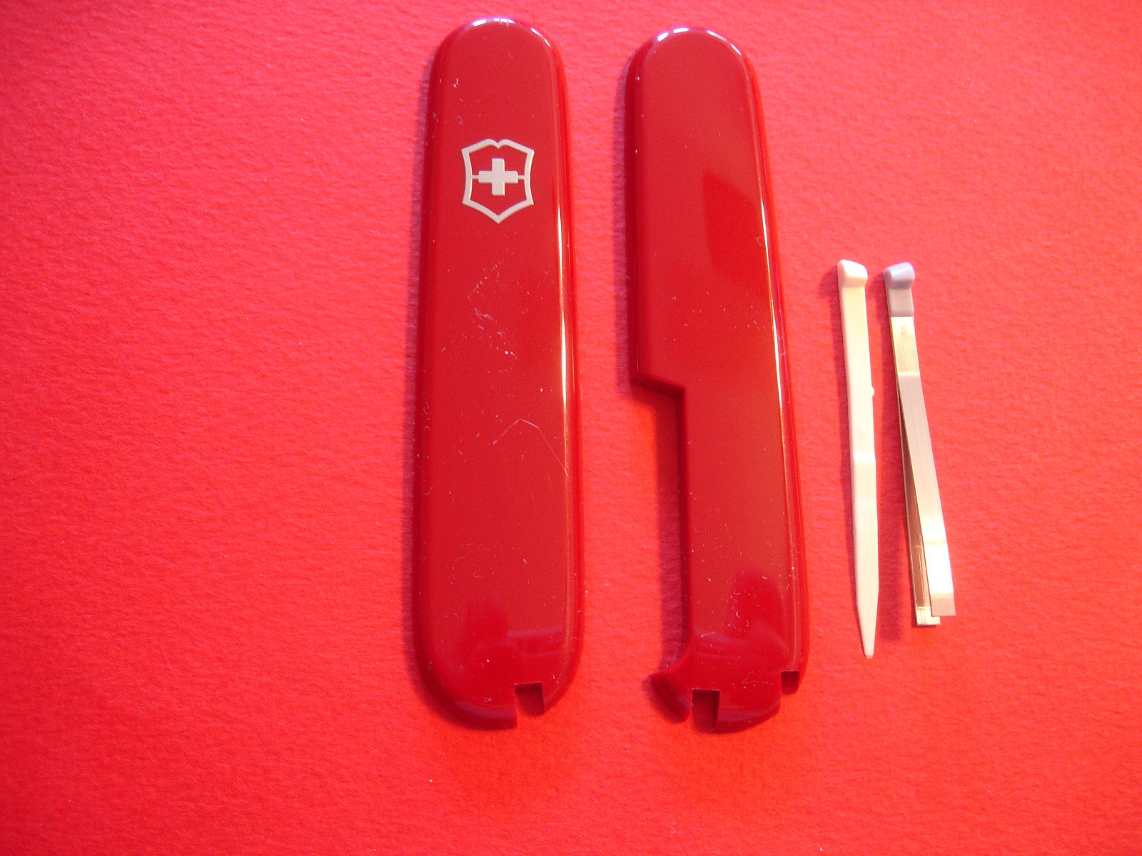 GENUINE VICTORINOX  SWISS ARMY 91mm RED PLUS SCALES + NEW PIN TOOTHPICK TWEEZER