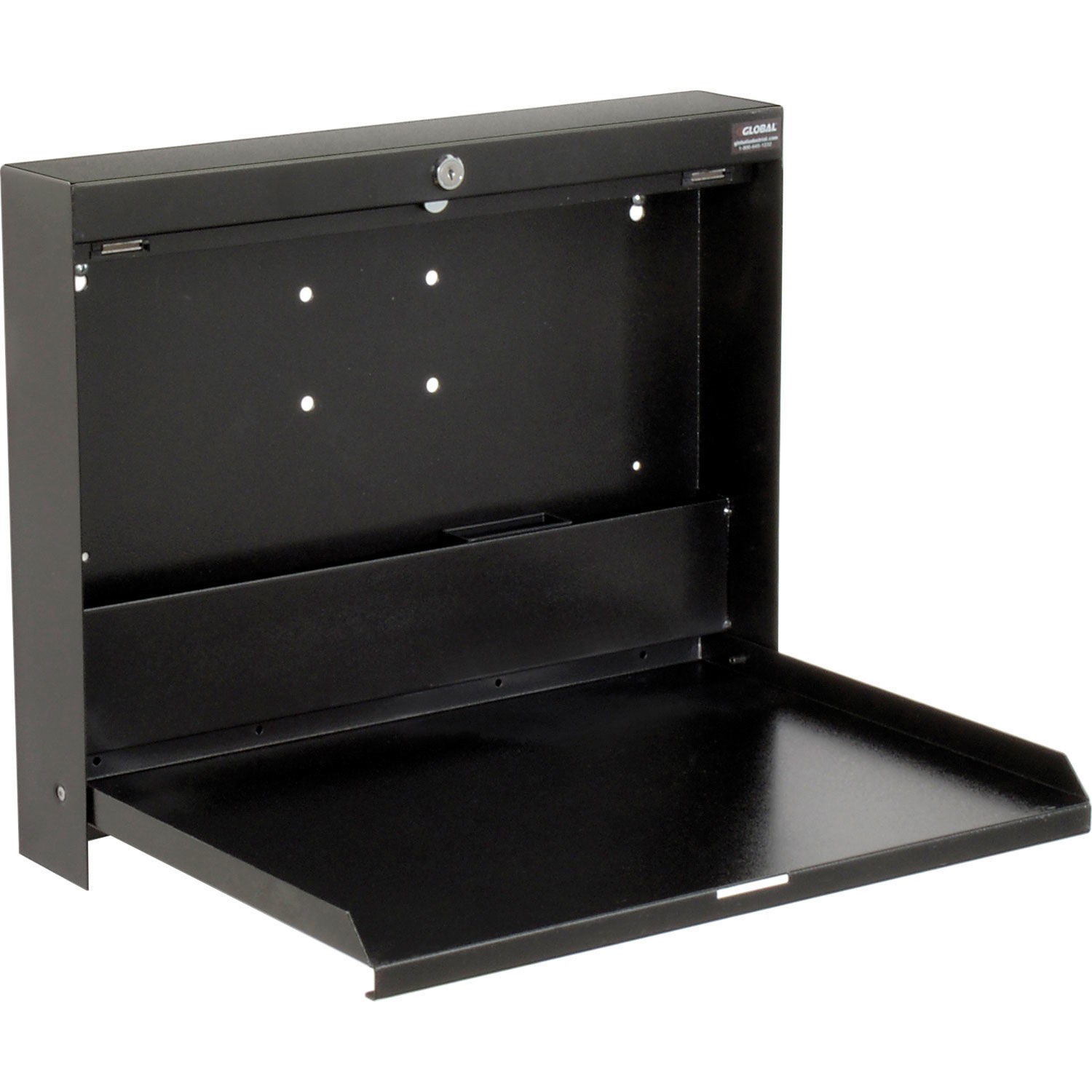 Folding Wall Mounted Shop Desk Locking 20"W x 3-3/8"D x 16-3/8"H Black